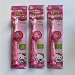 NEW Hello Kitty Travel Toothbrush Set - Pink Lot of 3